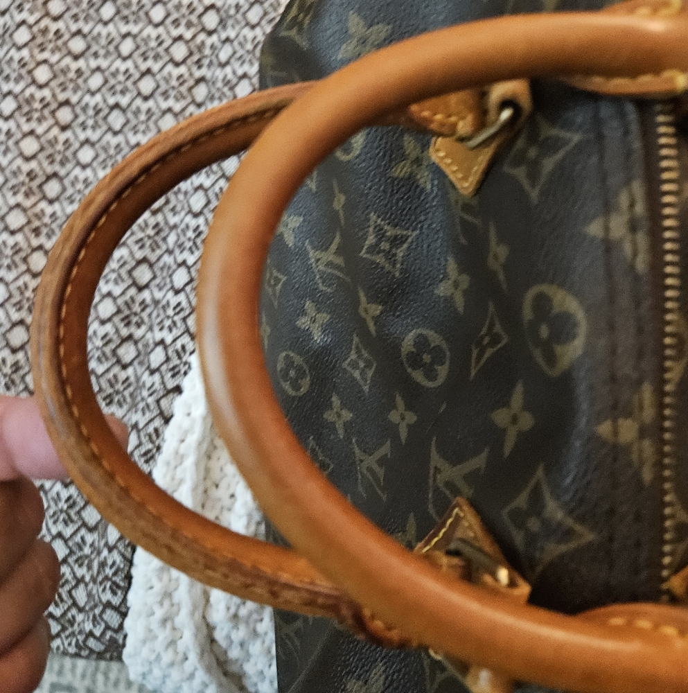 Louis Vuitton Brown Monogram Satchel with Pink Scarf Accent - Picture 7 of 11